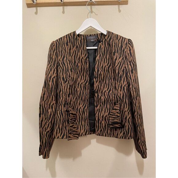 Liz Claiborne animal print long sleeve belted Y2K blazer suit jacket size 8 - Picture 1 of 12